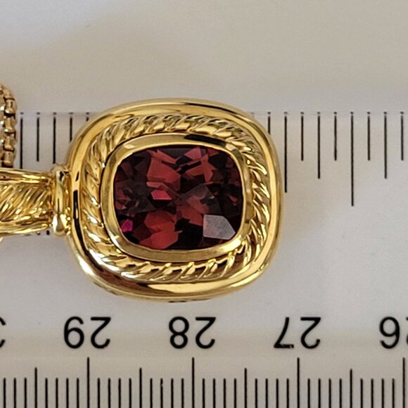 David Yurman Albion 18K Yellow Gold Pink Tourmaline Pendant & Box Chain Necklace - Picture 9 of 15